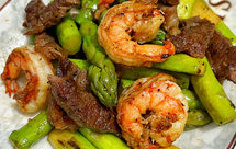 黑胡椒芦笋虾仁牛排