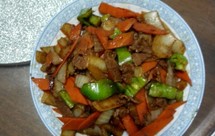 洋葱胡萝卜炒羊肉片