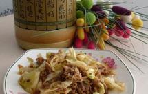 圆白菜爆羊肉片