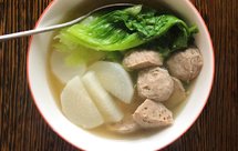 牛筋丸白萝卜生菜汤，一人食减脂增肌低Gi