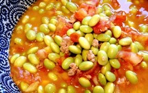 肉末番茄烧毛豆