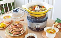 东菱蒸汽锅 | 香菇玉米汽锅鸡+芒果银耳+鲜蒸皮皮虾