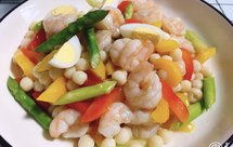 鸡头米彩椒芦笋炒虾仁