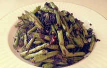 鲜的眉毛都掉下来的“干煸橄榄菜长刀豆”