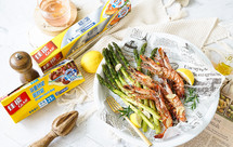 柠檬香草烤大虾芦笋