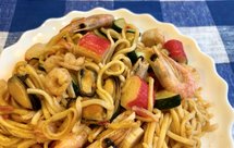 法式胡瓜混合海鲜意面