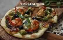 牛油果大虾黑橄榄青酱披萨