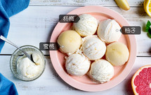 柚子冻酸奶+杨梅酒冰淇淋+桃子雪葩【曼食慢语】