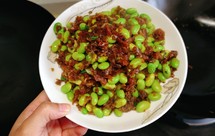 咸瓜炒毛豆