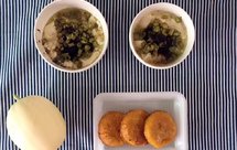 今日早餐：橄榄菜四季豆咸豆花、南瓜饼、小香瓜2017.06.13/06:57