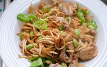 茭白毛豆炒肉丝