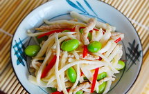 茭白毛豆炒肉丝