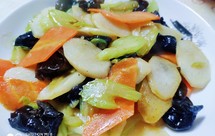 颜色漂亮的清淡快手小炒菜，纯素菜【西芹山药木耳胡萝卜】低卡路里，减肥菜