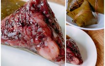 紫米八宝肉粽，附菱角粽包法