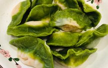 纯素美食｜翡翠水饺（杭白菜、干香菇、豆腐馅）