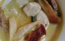 河蚌烧豆腐（咸肉，笋）