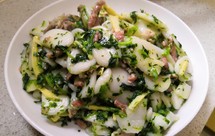 荠菜冬笋肉丝炒年糕