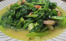 猪油渣豆酱炒春菜（芥菜）