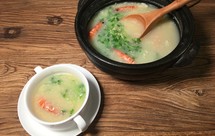 乐活教主的美食之——水培豌豆苗小米虾粥