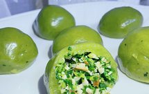 菠菜粉的青团～马兰头拌香干