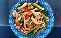 青蒜香菇炒猪肚