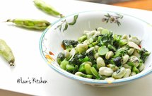 莴笋叶炒蚕豆（胡豆）