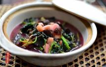 干贝皮蛋苋菜煲