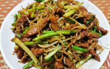 蒜苔豆芽肉丝