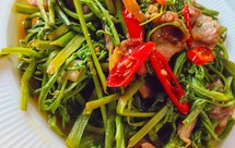 <蕨菜炒肉>，欣小厨 