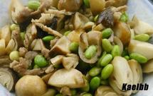 草菇炒毛豆（带肉版）