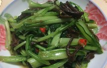 素烧小白菜滑子蘑