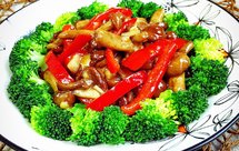 滑子蘑扣西蓝花