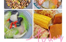 素食搭配✅素带鱼娃娃菜烧冬瓜、秀珍菇丝瓜汤、粟米红萝卜炒杂粮饭