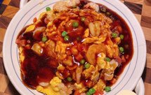 滑蛋虾仁盖浇饭