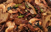 家庭干锅牛肉虾子