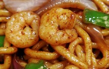 黑椒虾仁乌冬面