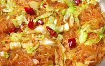 包菜虾米炒粉丝