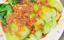 白灼蒜蓉虾皮油菜