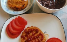 儿童营养餐-虾饼 糖醋鸡蛋 黑米粥