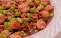 肉沫青豆炒虾仁（红虾仁）