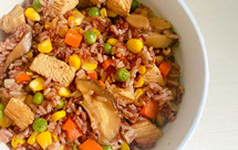 低卡香菇鸡胸肉焖糙米饭，有电饭煲就能做