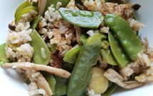 荷兰豆海鲜菇焖饭