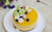 百香果南瓜自制翻糖花慕斯生日蛋糕（百香果果冻夹层）C19