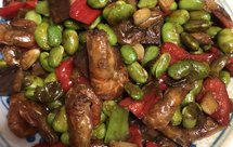 炒毛豆辣椒干子河虾