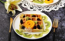 无泡打粉版的大麦若叶华夫饼