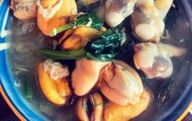菠菜黄蚬子海虹粉丝汤