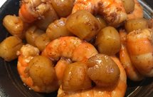 麻辣炝小海鲜，鲜贝对虾