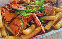 梭子蟹炒年糕，味道不比饭店差哦