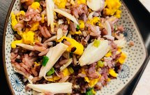 金银蛋蟹炒杂粮饭