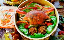 盐焗蒜香梭子蟹烤香菇番茄